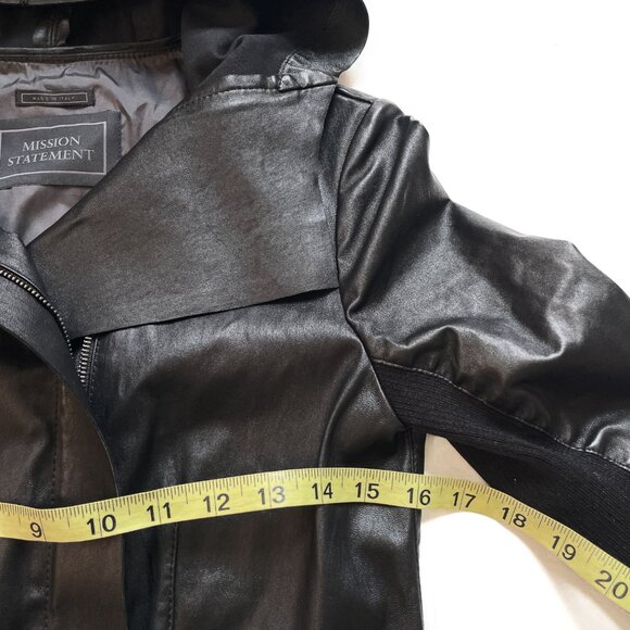 Mission Statement Passion Jacket Leather Hilary Swank Black Size 2 - Picture 14 of 16